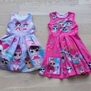 Lot of 2 LOL Surprise Girls Dresses 4-5, 5-6 Y PINK PURPLE ADORABLE KIDS DOLLS